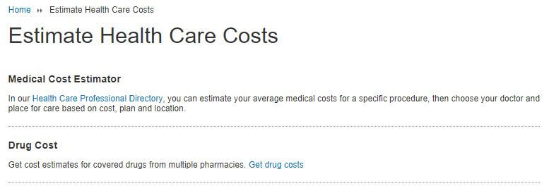 Estimate Health Care Costs on Your Health Insurance Website