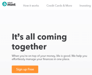 sign up screen on Mint.com