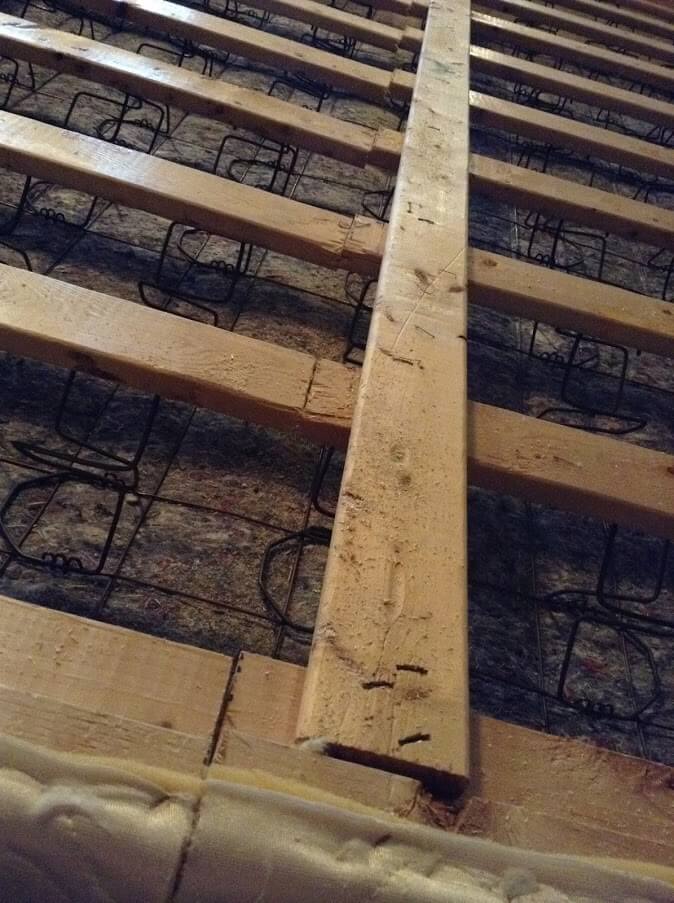 cutting box springs wood beams in half