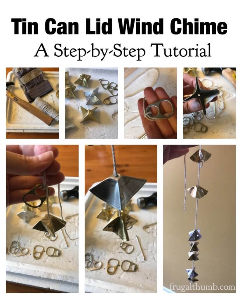 tin can lid wind chime step by step tutorial