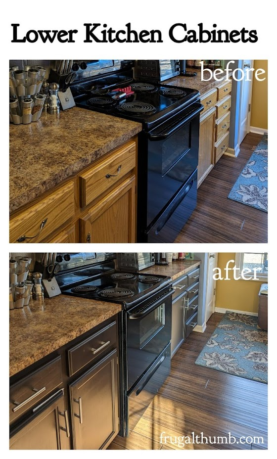 lower kitchen cabinets before and after photo
